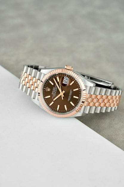Rolex Datejust 36 Two Tone Rose Gold Choco Dial 126231 2026 (Brand New)