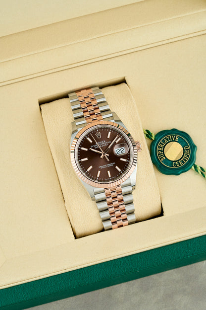 Rolex Datejust 36 Two Tone Rose Gold Choco Dial 126231 2026 (Brand New)