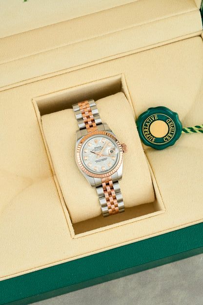 Rolex Lady Datejust 26 Two Tone Everose Meteorite Dial With Diamonds 179171 2016