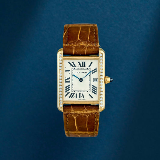 Cartier Tank Louis Small Rose Gold With Diamond Bezel W1529856 2017