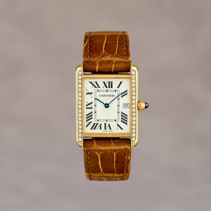 Cartier Tank Louis Small Rose Gold With Diamond Bezel W1529856 2017