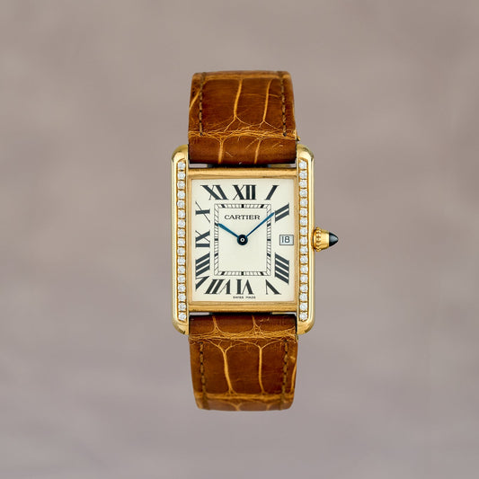 Cartier Tank Louis Small Rose Gold With Diamond Bezel W1529856 2017