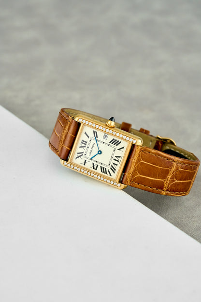 Cartier Tank Louis Small Rose Gold With Diamond Bezel W1529856 2017