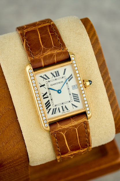 Cartier Tank Louis Small Rose Gold With Diamond Bezel W1529856 2017
