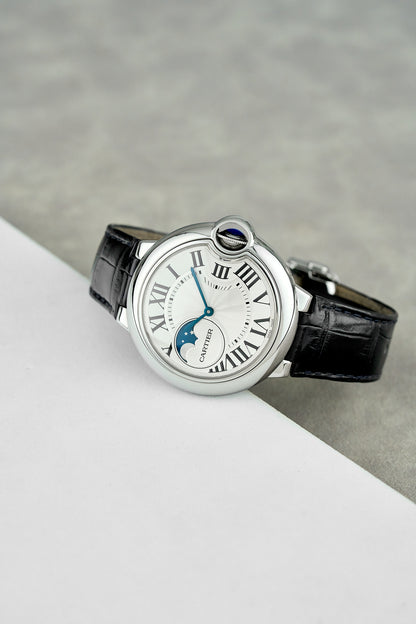 Cartier Ballon Bleu Medium Moonphase Silver Dial WSBB0020 2021