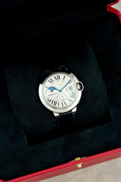 Cartier Ballon Bleu Medium Moonphase Silver Dial WSBB0020 2021
