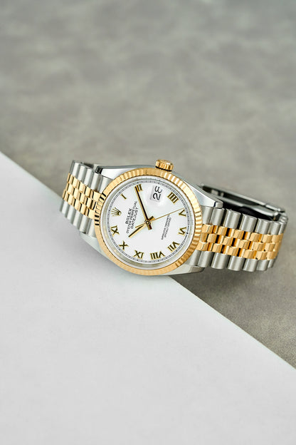 Rolex Datejust 36 Two Tone Yellow Gold White Roman Dial 126233 2026 (Brand New)