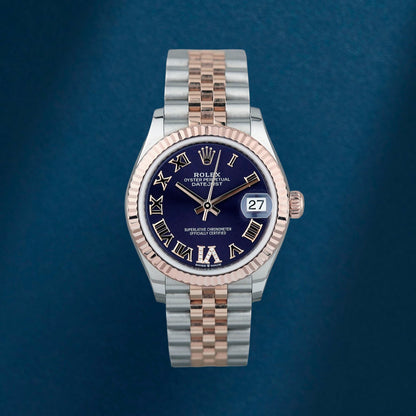 Rolex Datejust 31 Two Tone Rose Gold Aubergine Roman Diamonds VI 278271 2026 (Brand New)