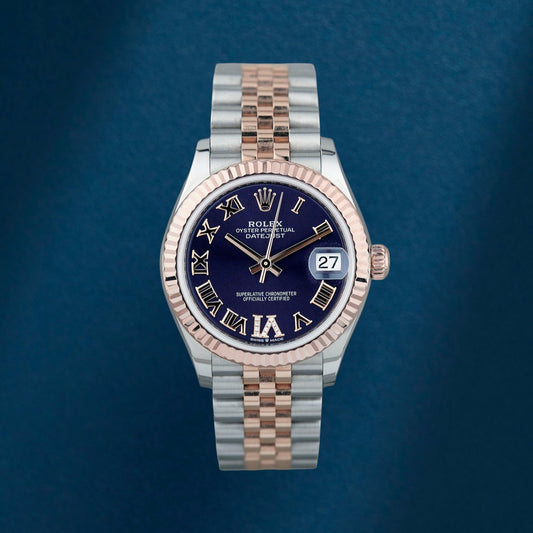 Rolex Datejust 31 Two Tone Rose Gold Aubergine Roman Diamonds VI 278271 2026 (Brand New)