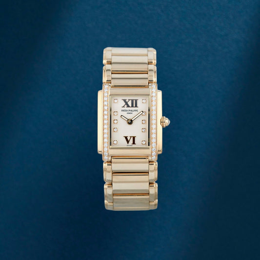 Patek Philippe Twenty~4 Mini Rose Gold White Dial With Diamond Markers And Bezel 4908/11