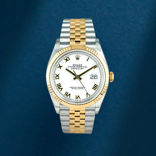 Rolex Datejust 36 Two Tone Yellow Gold White Roman 126233 2018