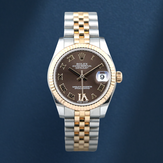 Rolex Datejust 31 Two Tone Rose Gold Choco Roman Dial Diamond VI 278271 2025 (Brand New)