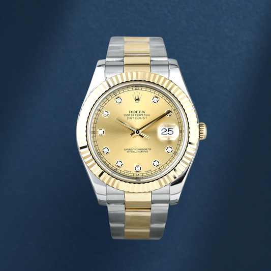 Rolex Datejust 41 Two Tone Yellow Gold Champagne Dial With Diamonds 116333 2010