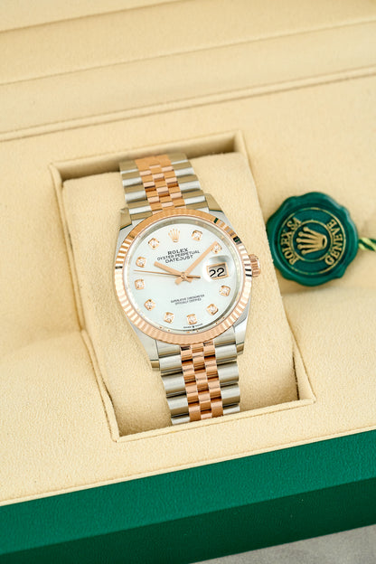 Rolex Datejust 36 Two Tone Everose Mother Of Pearl Dial With Diamonds (Brand New)