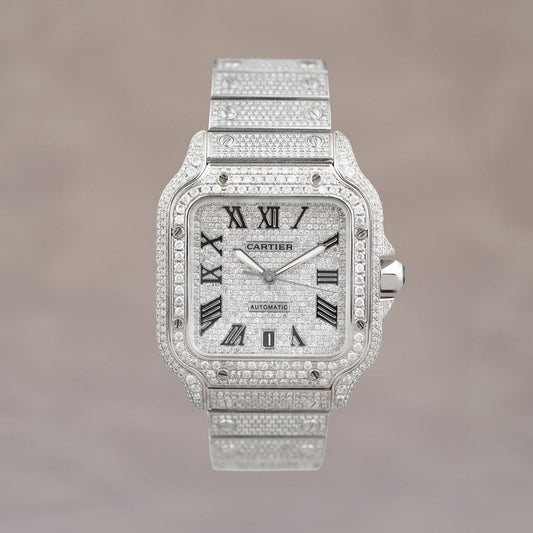 Cartier Santos de Cartier Large Iced Out Roman WSSA0018