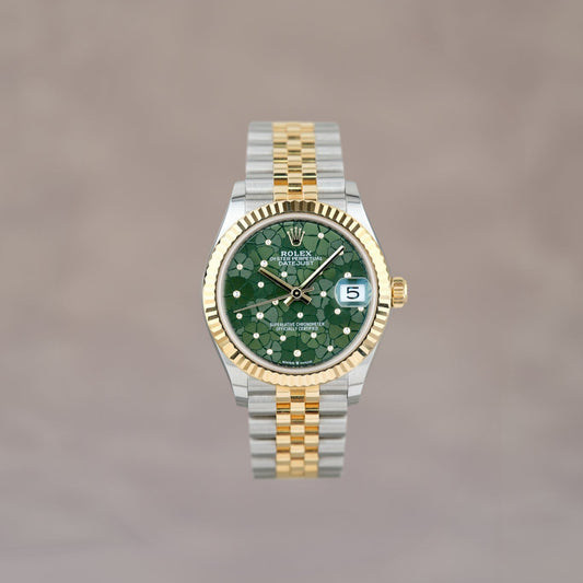 Rolex Datejust 31 Two Tone Yellow Gold Green Sakura Dial With Diamonds 278273 2024
