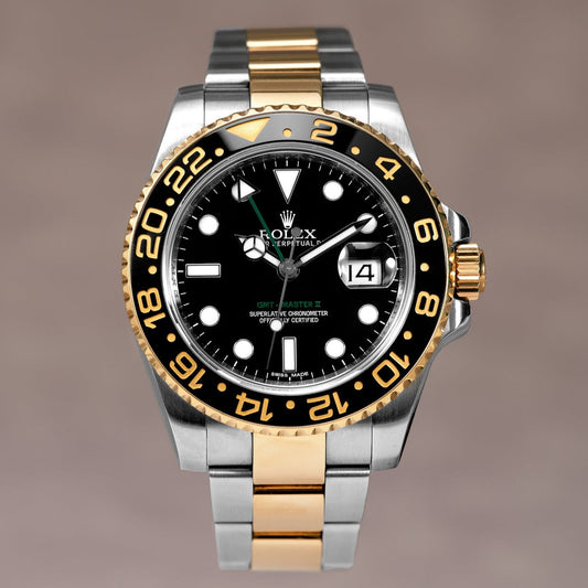 Rolex GMT Master II 40 Two Tone Yellow Gold Green Arrow 40mm 116713LN 2012
