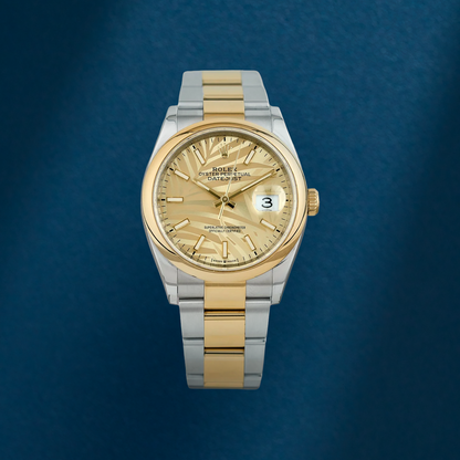 Rolex Datejust 36 Two Tone Yellow Gold Palm Dial 126203 2021