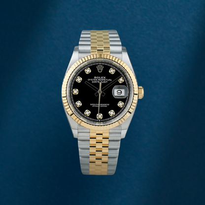 Rolex Datejust 36 Two Tone Yellow Gold Black Dial with Diamonds 126233 2026 (Brand New)