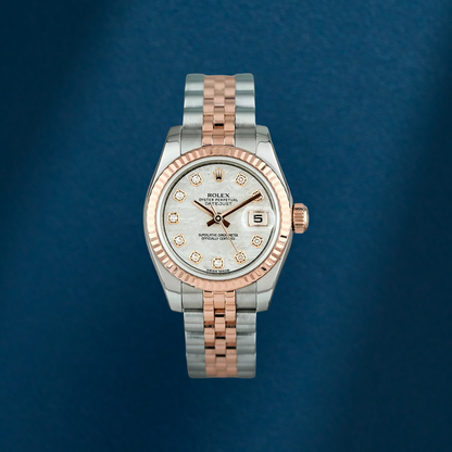 Rolex Lady Datejust 26 Two Tone Rose Gold Meteorite Dial With Diamonds 179171 2016