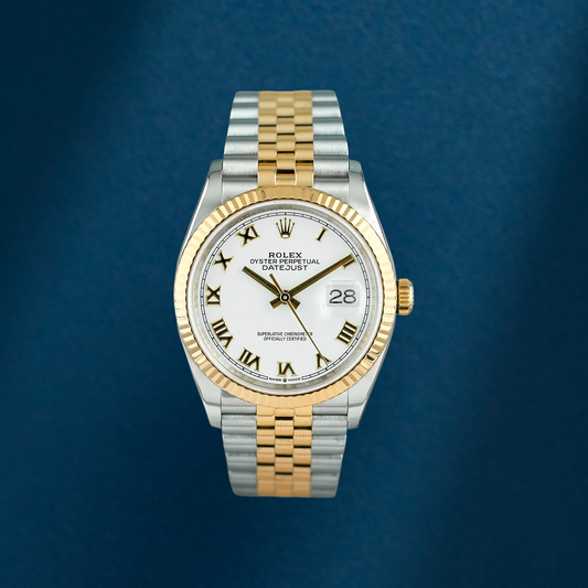 Rolex Datejust 36 Two Tone Yellow Gold Whte Roman Dial 126233 2019