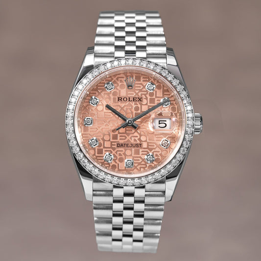 Rolex Datejust Diamond Bezel and Dial Pink Salmon Computer Face 126284RBR