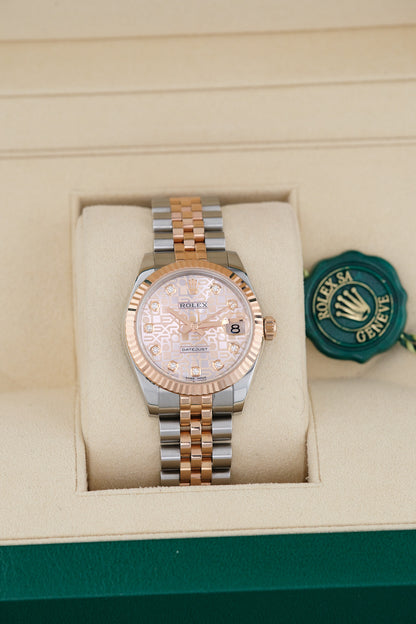 Rolex Datejust 31 Two Tone Rose Gold Salmon Anniversary Dial With Diamonds 178271 2017