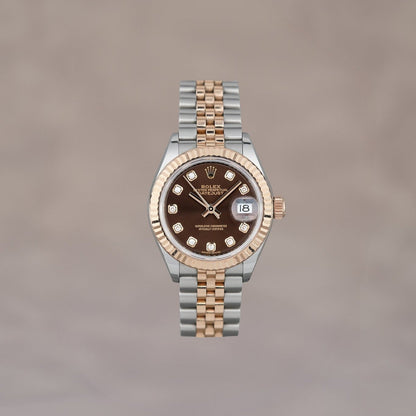 Rolex Datejust 28 Two Tone Everose Choco with Diamonds