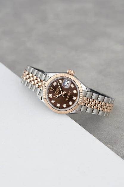 Rolex Datejust 28 Two Tone Everose Choco with Diamonds