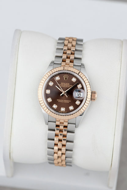 Rolex Datejust 28 Two Tone Everose Choco with Diamonds