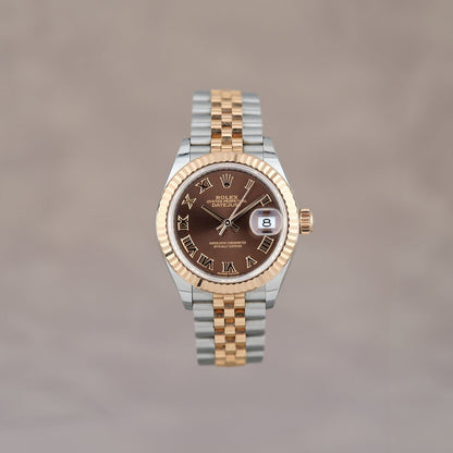 Rolex Lady Datejust 28 Two Tone Rose Gold Choco Roman Dial 279171 2026 (Brand New)