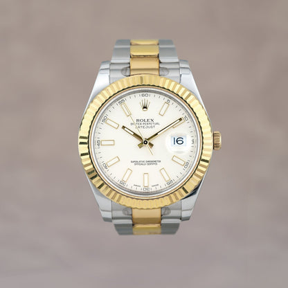 Rolex Datejust II Two Tone Yellow Gold Ivory Dial 116333 2009