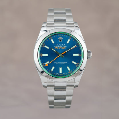 Rolex Milgauss Blue Green Sapphire 40mm 116400GV 2020