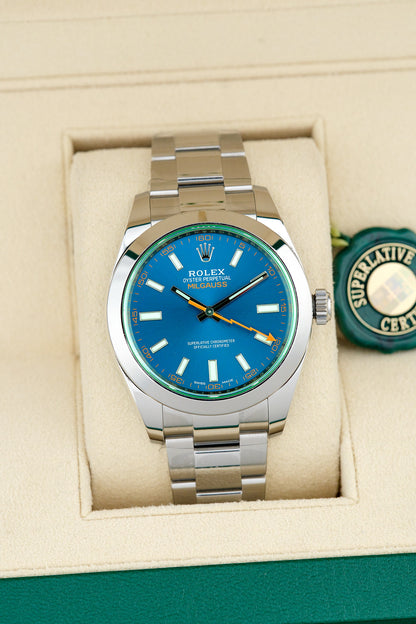 Rolex Milgauss Blue Green Sapphire 40mm 116400GV 2020