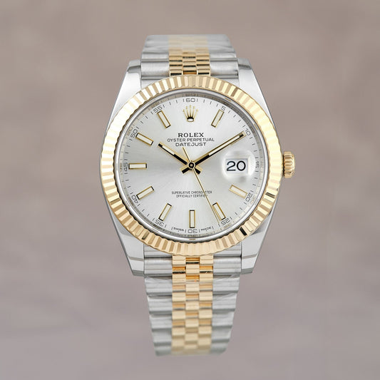 Rolex Datejust Two Tone Yellow Gold Silver Dial