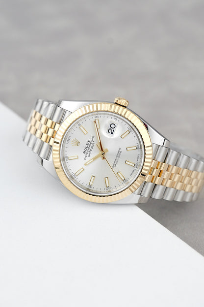 Rolex Datejust Two Tone Yellow Gold Silver Dial