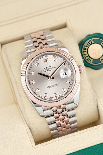 Rolex Datejust 41 Two Tone Rose Gold Sundust with Diamonds 41mm 126331 2019