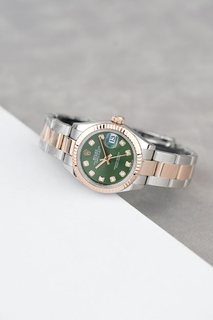 Rolex Datejust 28 Two Tone Rose Gold Green w/ Diamonds 28mm 279171 2020