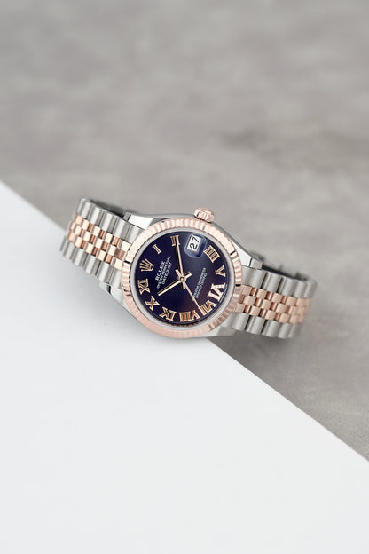 Rolex Datejust 31 Two Tone Rose Gold Aubergine Roman Diamonds VI 278271 2026 (Brand New)