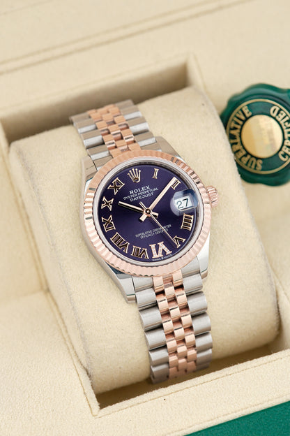 Rolex Datejust 31 Two Tone Rose Gold Aubergine Roman Diamonds VI 278271 2026 (Brand New)
