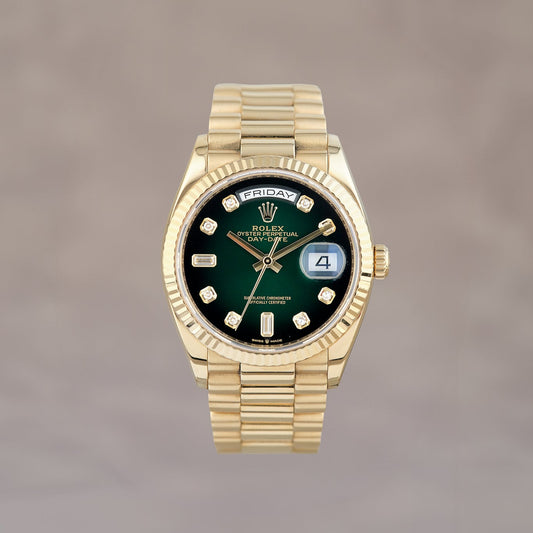 Rolex Daydate 36 Full YG Green Ombre 36mm 128238 2020