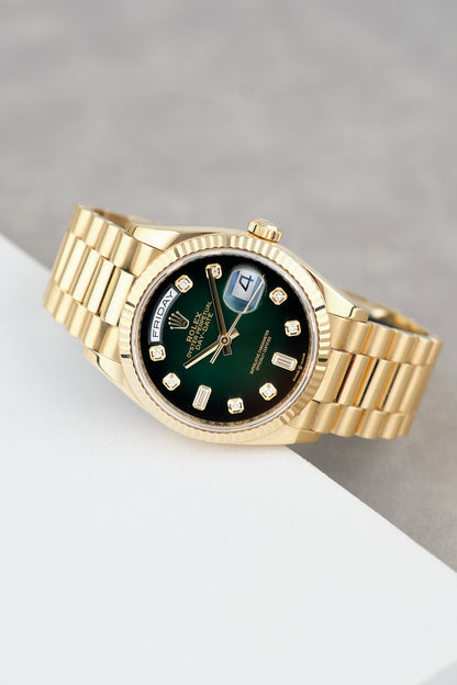 Rolex Daydate 36 Full YG Green Ombre 36mm 128238 2020
