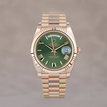 Rolex Daydate 40 Full Rose Gold Olive Green 40mm 228235 2020