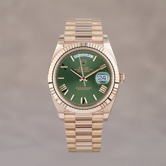 Rolex Daydate 40 Full Rose Gold Olive Green 40mm 228235 2020