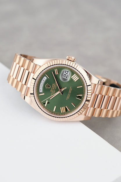 Rolex Daydate 40 Full Rose Gold Olive Green 40mm 228235 2020