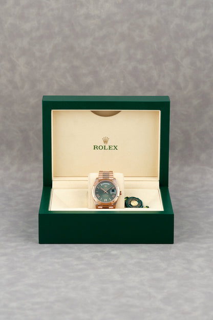 Rolex Daydate 40 Full Rose Gold Olive Green 40mm 228235 2020
