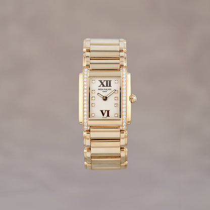 Patek Philippe Twenty~4 Mini Rose Gold White Dial With Diamond Markers And Bezel 4908/11
