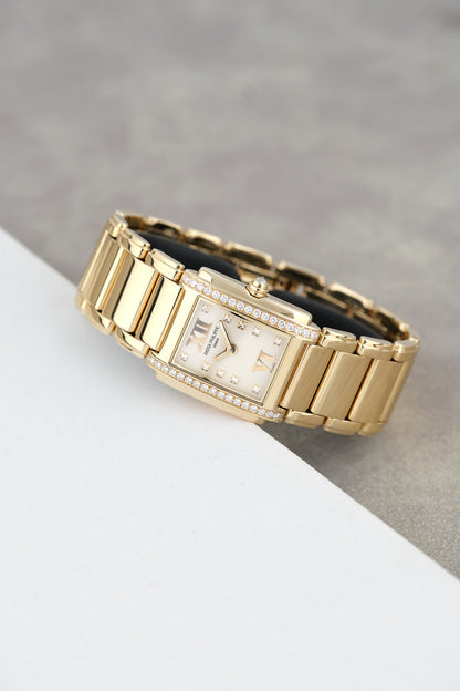 Patek Philippe Twenty~4 Mini Rose Gold White Dial With Diamond Markers And Bezel 4908/11