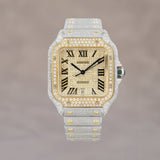 Cartier Santos Large Two Tone Yellow Gold Iced Out Large W2SA0009 2023