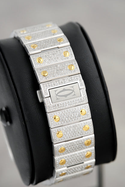 Cartier Santos Large Two Tone Yellow Gold Iced Out Large W2SA0009 2023